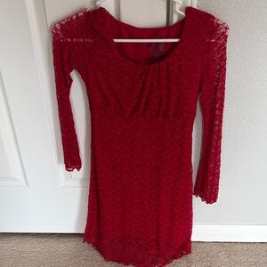 Girls Red Lace Holiday Dress